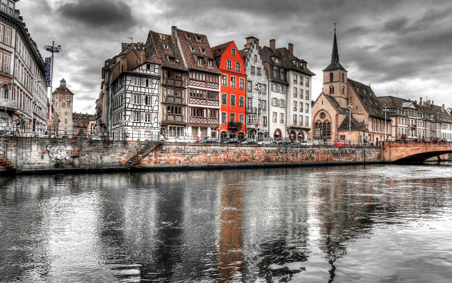 Обои картинки фото города, страсбург , франция, река, здания