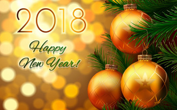 обоя праздничные, векторная графика , новый год, happy, new, year, фон, ёлка, игрушки, 2018, боке, новый, год, вектор, праздник, шары, рождество, блики, ветки, с, новым, годом