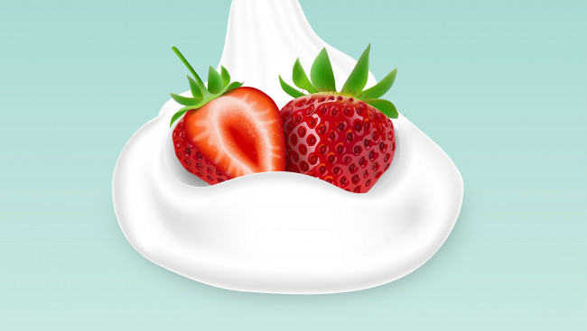 Обои картинки фото векторная графика, еда , food, молоко, фон, клубника, ягода