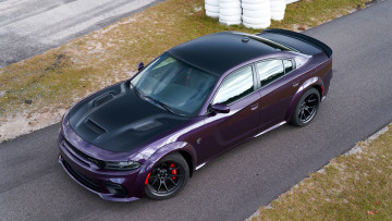 обоя автомобили, dodge, додж, 2021, charger, srt, hellcat, redeye, седан, фиолетовый, вид, сверху