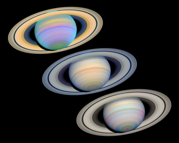 Обои картинки фото тройной, сатурн, космос