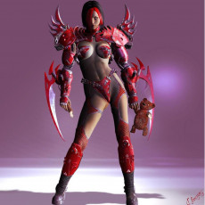 Картинка 3д графика fantasy фантазия кукла оружия девушка доспехи