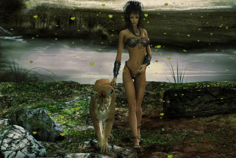 Картинка 3д графика fantasy фантазия река девушка