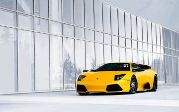 Картинка lamborghini автомобили желтый здание окна