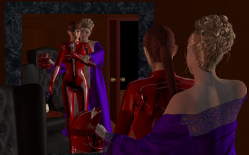 Картинка 3д+графика fantasy+ фантазия комната супермен зеркало девушка