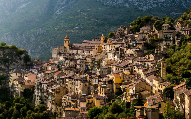 Обои картинки фото saorge,  france, города, - панорамы, горная, деревня, здания, франция, саорж, france, панорама, склон, домики