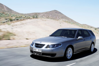 Картинка автомобили saab серый 9-5 sportcombi aero