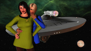 Картинка 3д+графика фантазия+ fantasy взгляд девушки вселенная звезды сияние космический корабль