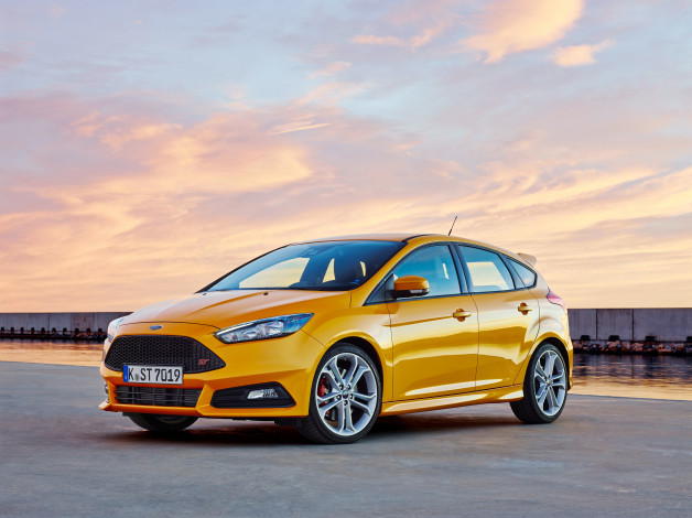 Обои картинки фото автомобили, ford, желтый, 2014г, st, ocus, f