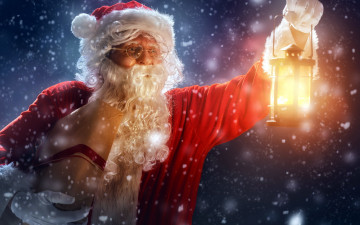 Картинка праздничные дед+мороз +санта+клаус снег фонарь санта