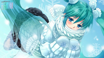 Картинка календари аниме шарф снежинка взгляд лицо девушка 2018