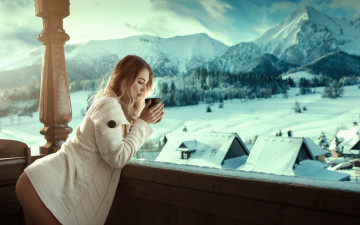 Картинка девушки -unsort+ блондинки +светловолосые зима пейзаж девушка блондинка