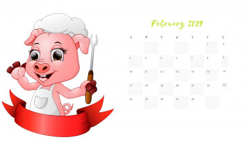 Картинка календари рисованные +векторная+графика повар поросенок свинья