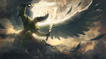 обоя tales of cahdaria, видео игры, magic,  the gathering - amonkhet, темный, ангел, крылья, волшебные, мечи