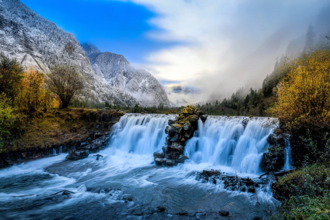 Обои картинки фото природа, водопады, скалы, берег, водопад