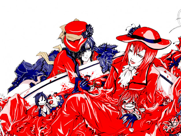 Обои картинки фото madam, red, аниме, kuroshitsuji