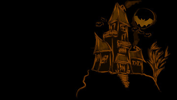 Картинка векторная графика летучая мышь дом ночь