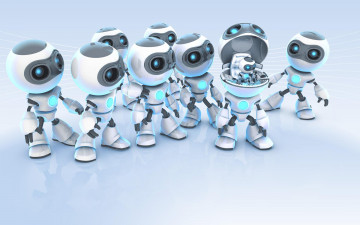 Картинка 3д графика creatures существа толпа роботы
