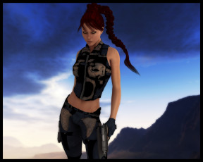 Картинка 3д+графика fantasy+ фантазия оружие взгляд девушка