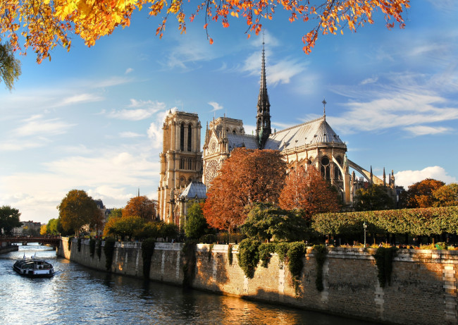 Обои картинки фото города, париж , франция, город, париж, осень, природа, архитектура, мост, сена, paris, река, нотр-дам-де-пари, france, собор, парижской, богоматери, notre, dame, de