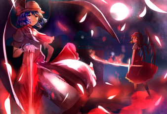 Картинка аниме touhou hizagawa rau remilia scarlet flandre крылья арт девушки