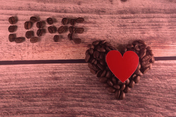 Картинка праздничные день+святого+валентина +сердечки +любовь love кофе сердце зерна любовь valentines romantic heart