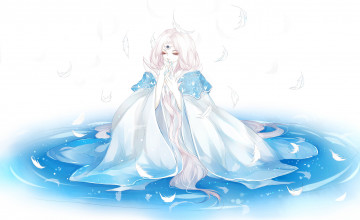 Картинка аниме unknown +другое вода перья девушка