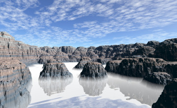 Картинка 3д+графика природа+ nature небо вершины озеро