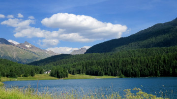 Картинка природа пейзажи озеро облака лес горы