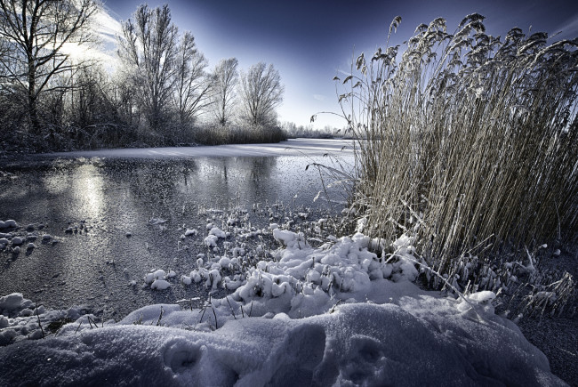 Обои картинки фото природа, реки, озера, снег