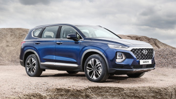 Картинка hyundai+santa+fe+2019 автомобили hyundai santa fe blue 2019 crossover