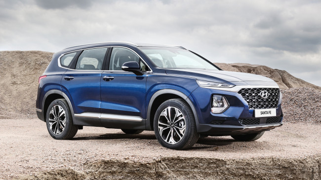 Обои картинки фото hyundai santa fe 2019, автомобили, hyundai, santa, fe, blue, 2019, crossover