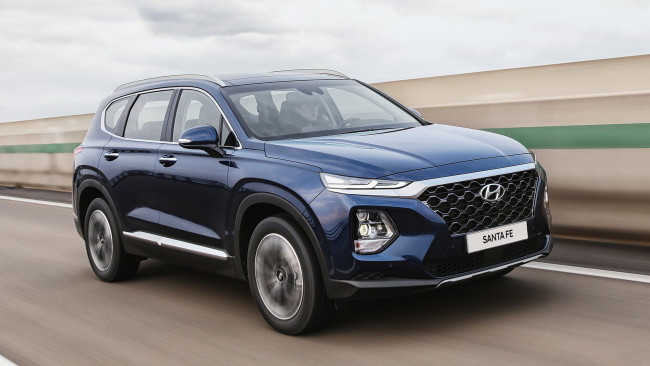 Обои картинки фото hyundai santa fe 2019, автомобили, hyundai, santa, fe, blue, 2019, crossover