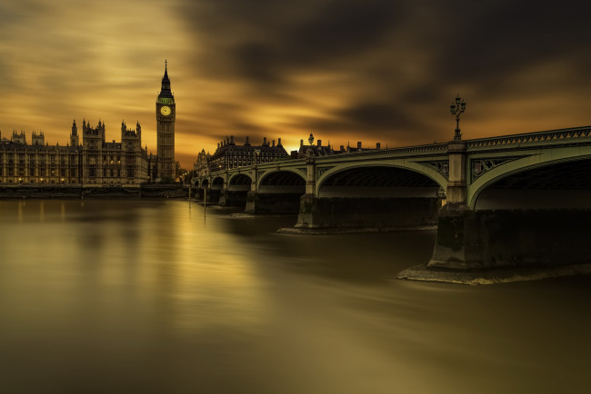 Обои картинки фото города, лондон , великобритания, westminster, bridge, london, long, exposure