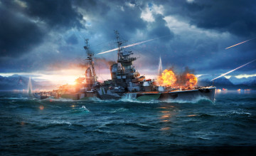 Картинка видео+игры world+of+warships море корабль бой