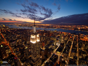 Картинка города огни ночного empire+state+building new+york