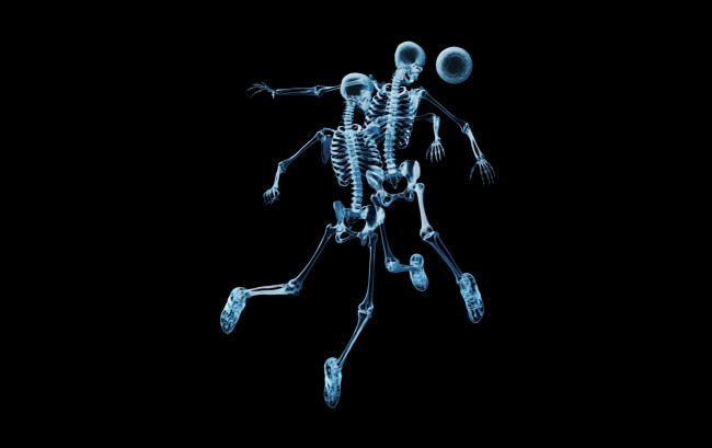 Обои картинки фото разное, кости, рентген, мяч, футбол, скелеты