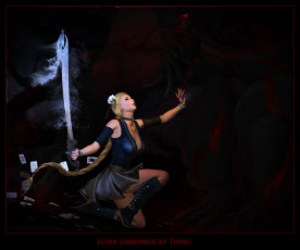 Картинка 3д графика fantasy фантазия девушка меч карты