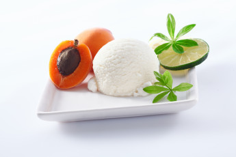 Картинка еда мороженое +десерты белый фон сладкое абрикос лайм мята