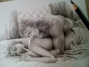 Картинка рисованное люди романтика любовь мужчина женщина
