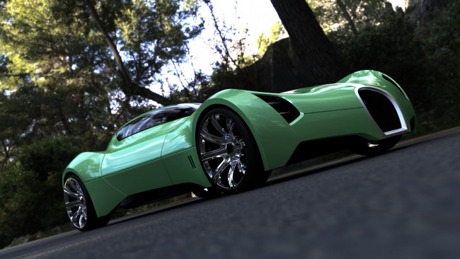 Обои картинки фото bugatti aerolithe concept 2025, автомобили, bugatti, aerolithe, concept, 2025, салатовый, supercar, car, движение