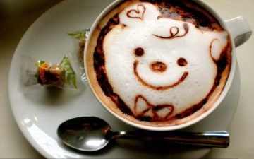 Картинка еда кофе +кофейные+зёрна рисунок капучино