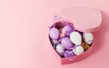 Картинка праздничные пасха spring eggs коробка сердце яйца easter pink box heart decoration happy