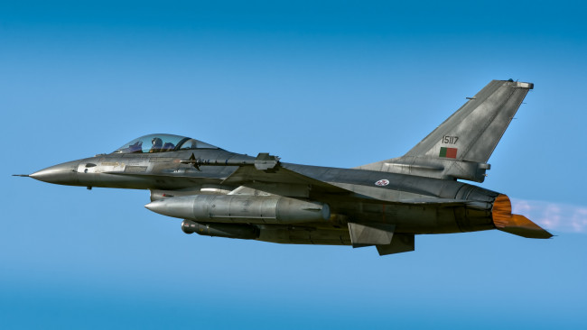 Обои картинки фото f-16am fighting falcon, авиация, боевые самолёты, ввс