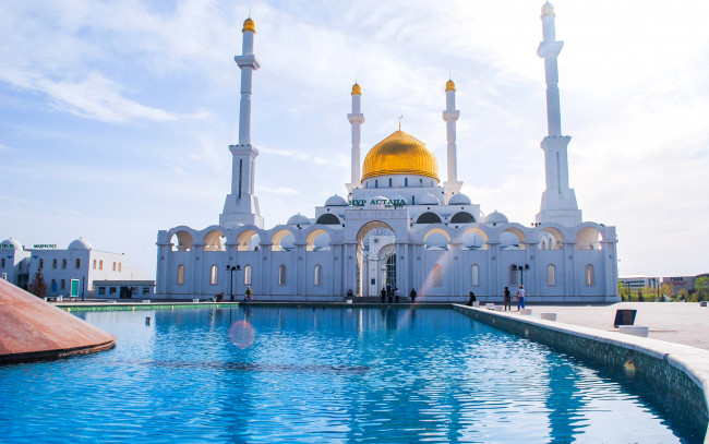 Обои картинки фото мечеть в астане, города, - мечети,  медресе, минарет, мечеть, архитектура, казакстан, астана