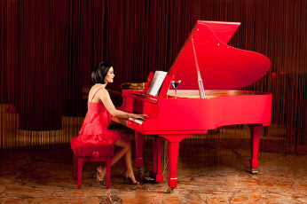 обоя рояль, музыка, -музыкальные инструменты, фортепиано, красный