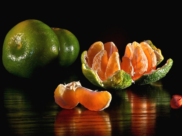 Обои картинки фото еда, цитрусы, мандарины, дольки