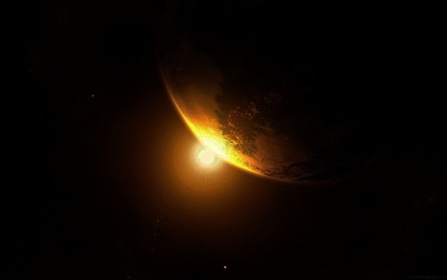 Обои картинки фото космос, арт, солнце, планета