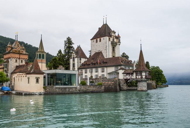 Обои картинки фото замок оберхофен , швейцария, города, - дворцы,  замки,  крепости, вода, замок