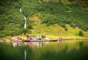 Картинка лофотен+норвегия природа реки озера пейзаж норвегия леса дома